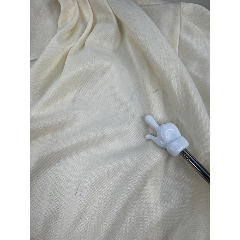 Vintage Cream Satin Robe Size L Boho Bridal Puff Sleeve Tie Waist Romantic - Picture 8 of 14